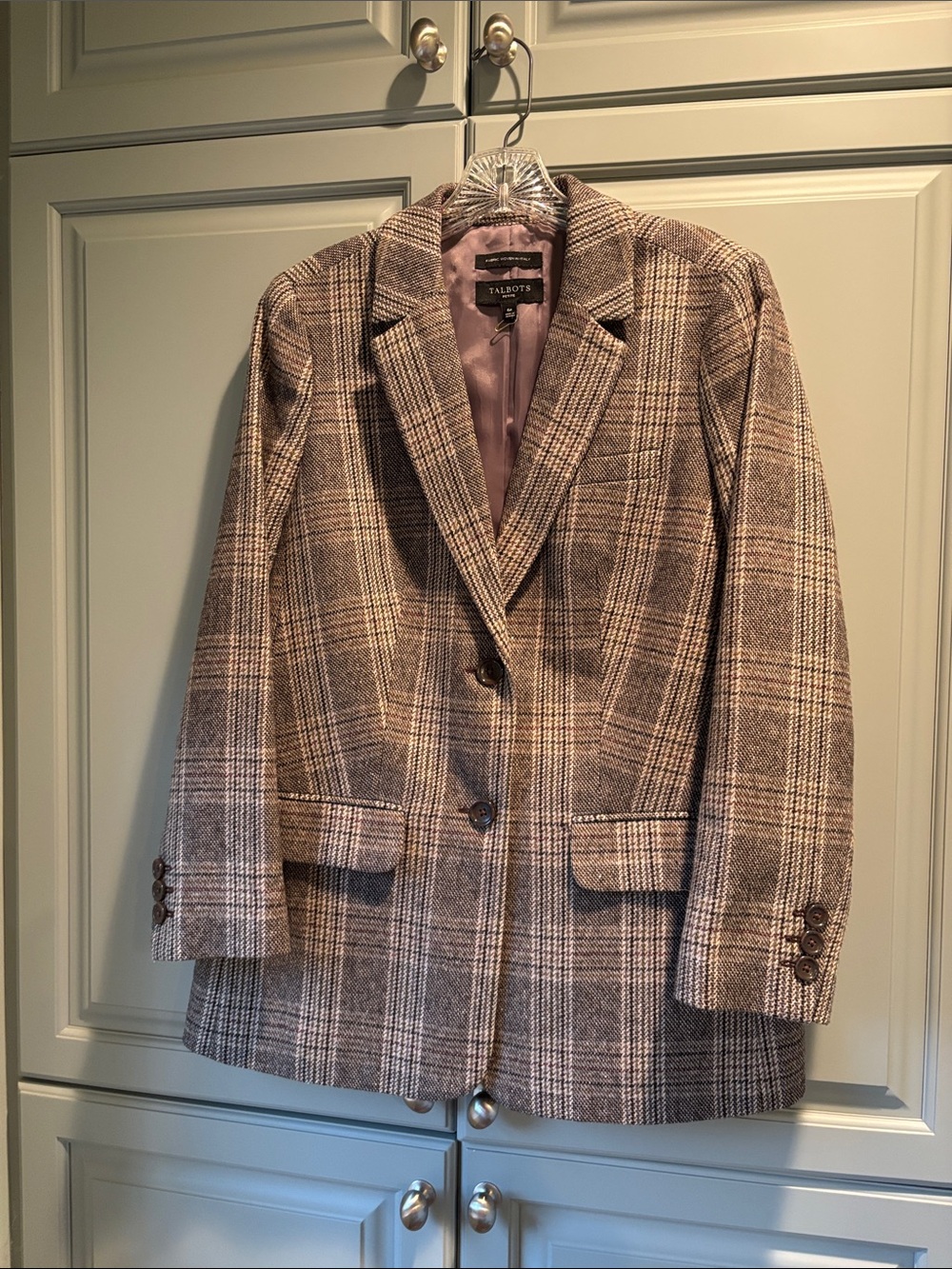 Talbots Brown Plaid Wool-Blend Blazer Jacket 12P